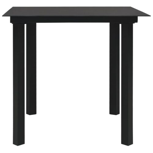 Garden Dining Table Black 80x80x74cm Steel Glass - Image 2