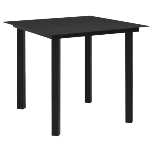 Garden Dining Table Black 80x80x74cm Steel Glass - Image 5