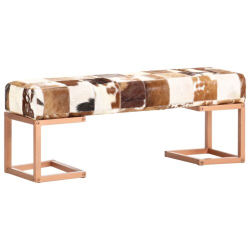 Bench 110cm Brown Patchwork Genuine Goat Leather