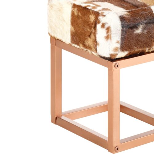 Bench 110cm Brown Patchwork Genuine Goat Leather - Image 5