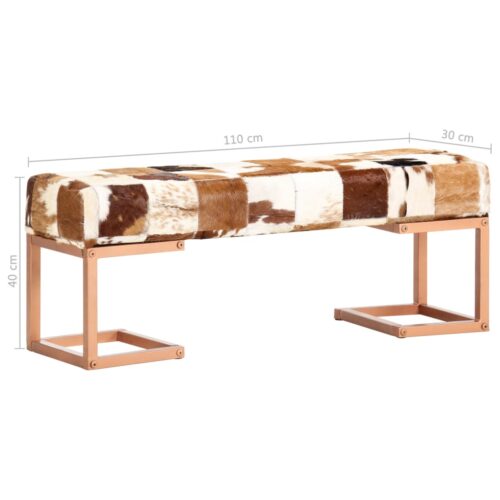 Bench 110cm Brown Patchwork Genuine Goat Leather - Image 7