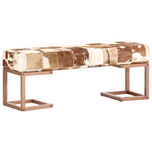 Bench 110cm Brown Patchwork Genuine Goat Leather - Image 8