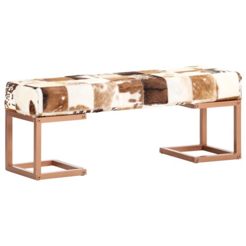Bench 110cm Brown Patchwork Genuine Goat Leather - Image 9