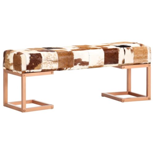 Bench 110cm Brown Patchwork Genuine Goat Leather - Image 10