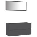 2-Piece Bathroom Furniture Set Grey Engineered Wood