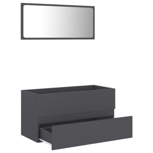 2-Piece Bathroom Furniture Set Grey Engineered Wood - Image 3