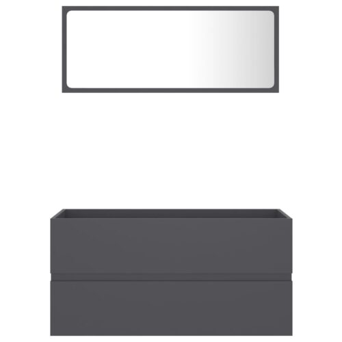 2-Piece Bathroom Furniture Set Grey Engineered Wood - Image 4