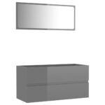 2-Piece Bathroom Furniture Set High Gloss Grey Engineered Wood