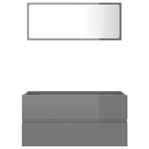 2-Piece Bathroom Furniture Set High Gloss Grey Engineered Wood - Image 4