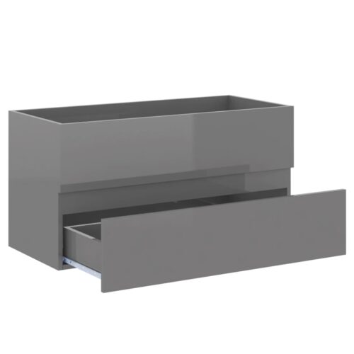 2-Piece Bathroom Furniture Set High Gloss Grey Engineered Wood - Image 11