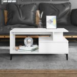 Coffee Table High Gloss White 90x49x45cm Engineered Wood