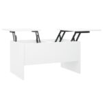 Lift Up Top Coffee Table Modern Hidden Book Storage Convertible Shelf White
