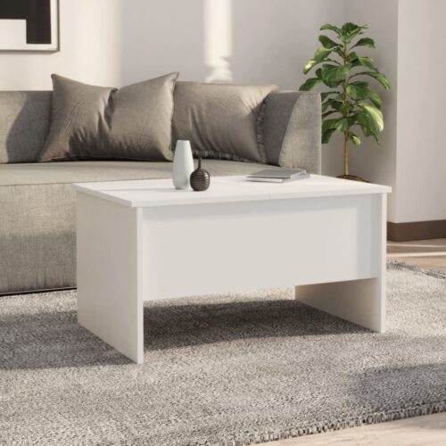 Lift Up Top Coffee Table Modern Hidden Book Storage Convertible Shelf White - Image 3