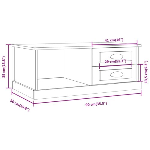 Coffee Table White 90x50x35cm Engineered Wood - Image 11
