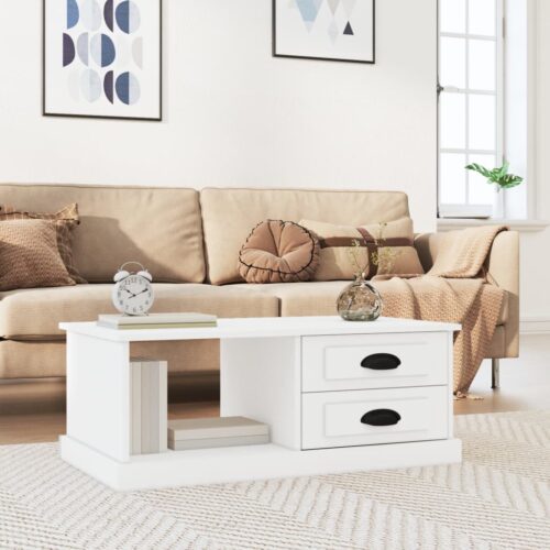 Coffee Table White 90x50x35cm Engineered Wood - Image 12
