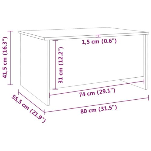 Coffee Table White 80x55.5x41.5cm Engineered Wood - Image 8