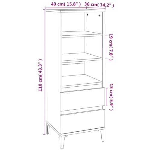 Highboard White 40x36x110cm Engineered Wood - Image 9