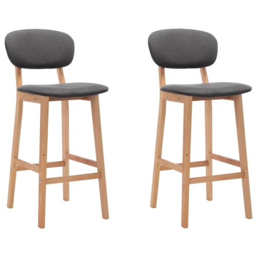 Bar Stools 2pcs Dark Grey Fabric