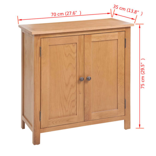 Sideboard 70x35x75cm Solid Oak Wood - Image 6