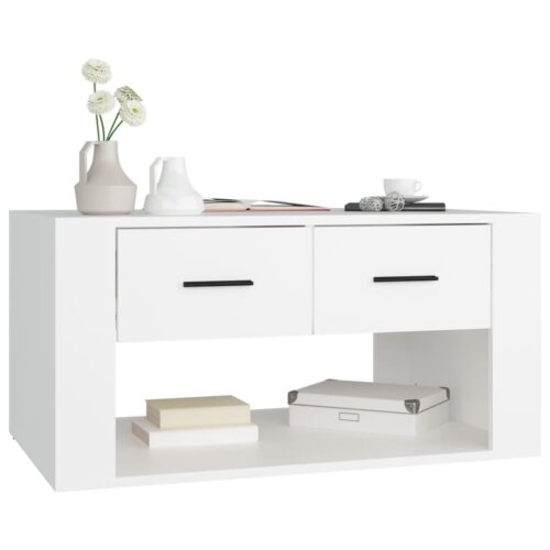 Coffee Table White 80x50x40cm Engineered Wood - Image 4