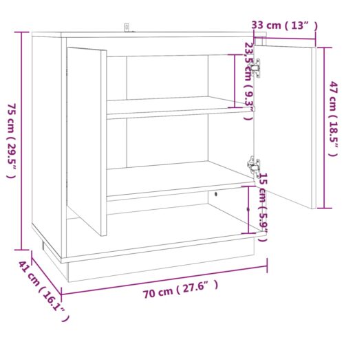 Sideboard Grey Sonoma 70x41x75cm Engineered Wood - Image 8