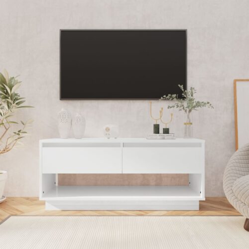 TV Cabinet High Gloss White 102x41x44cm Engineered Wood