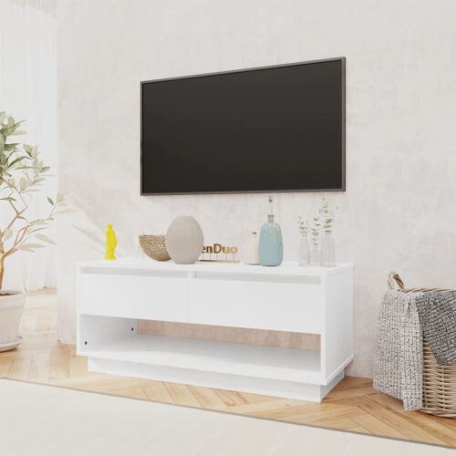TV Cabinet High Gloss White 102x41x44cm Engineered Wood - Image 3