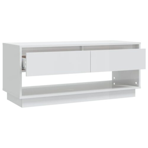 TV Cabinet High Gloss White 102x41x44cm Engineered Wood - Image 8