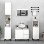 Bathroom Cabinet White 30x30x190cm Engineered Wood
