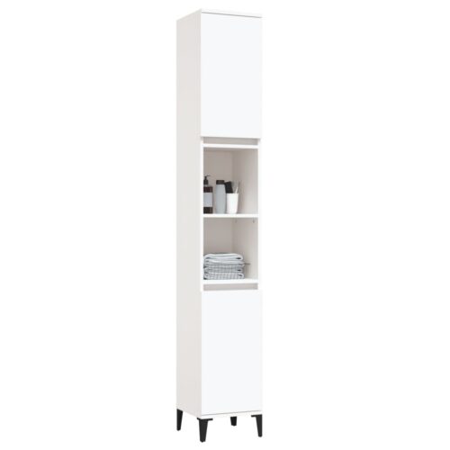 Bathroom Cabinet White 30x30x190cm Engineered Wood - Image 5