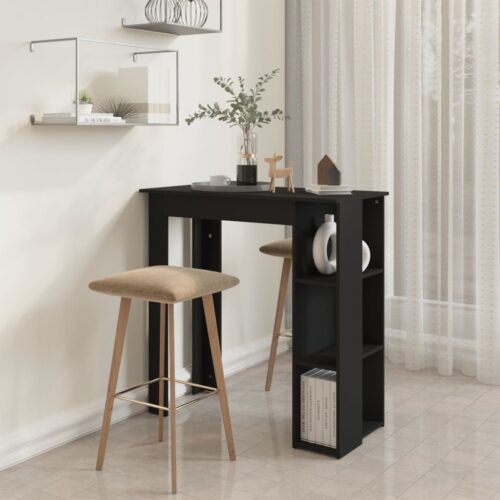Bar Table with Shelf Black 102x50x103.5cm Engineered Wood - Image 6