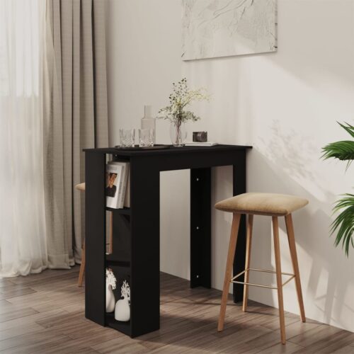 Bar Table with Shelf Black 102x50x103.5cm Engineered Wood - Image 9