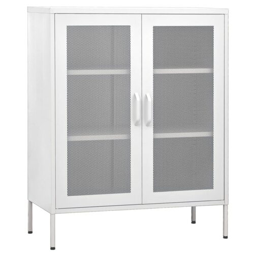 Steel Storage Cabinet Hallway Kitchen Sideboard Shelf Rack Display Cupboard White - Image 2