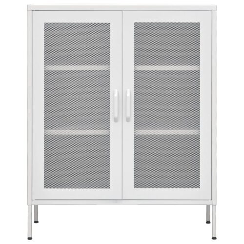 Steel Storage Cabinet Hallway Kitchen Sideboard Shelf Rack Display Cupboard White - Image 3