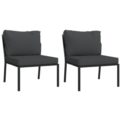 Garden Chairs with Grey Cushions 2pcs 60x74x79cm Steel