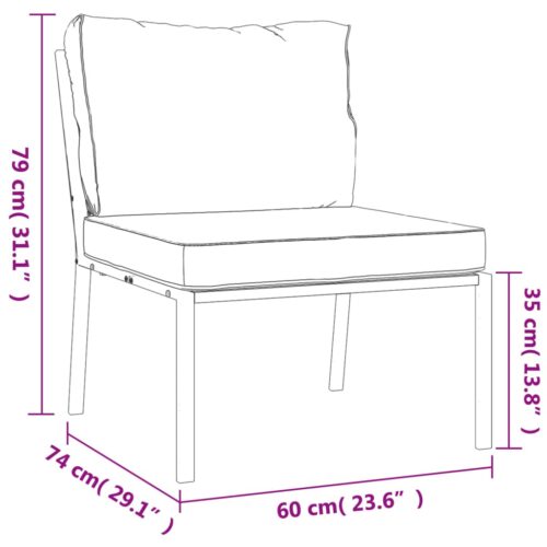 Garden Chairs with Grey Cushions 2pcs 60x74x79cm Steel - Image 9