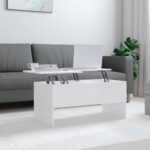 Coffee Table High Gloss White 102x50.5x46.5cm Engineered Wood