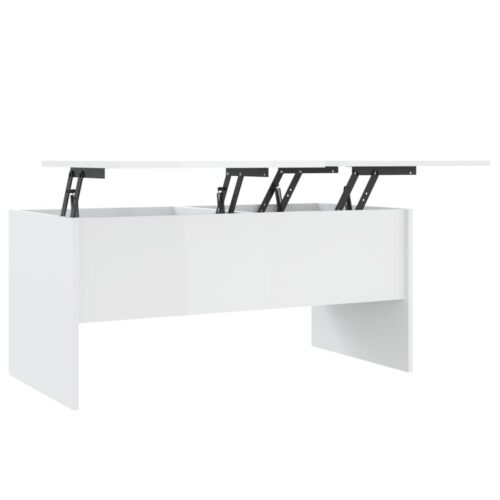 Coffee Table High Gloss White 102x50.5x46.5cm Engineered Wood - Image 2