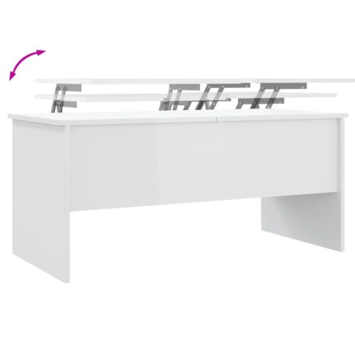 Coffee Table High Gloss White 102x50.5x46.5cm Engineered Wood - Image 8