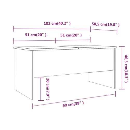 Coffee Table High Gloss White 102x50.5x46.5cm Engineered Wood - Image 9