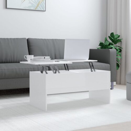 Coffee Table High Gloss White 102x50.5x46.5cm Engineered Wood - Image 10