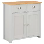 Wooden Sideboard Kitchen Living Room Storage Rack Shelf Drawers Table Vintage Grey 79x35x81cm