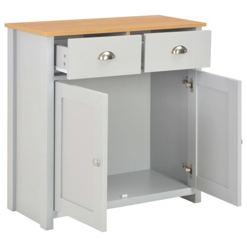 Wooden Sideboard Kitchen Living Room Storage Rack Shelf Drawers Table Vintage Grey 79x35x81cm - Image 2
