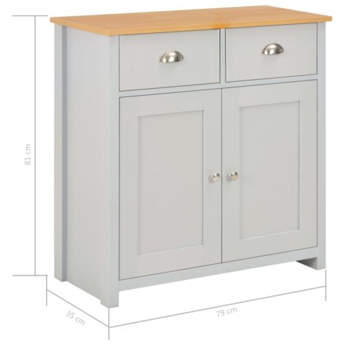 Wooden Sideboard Kitchen Living Room Storage Rack Shelf Drawers Table Vintage Grey 79x35x81cm - Image 10