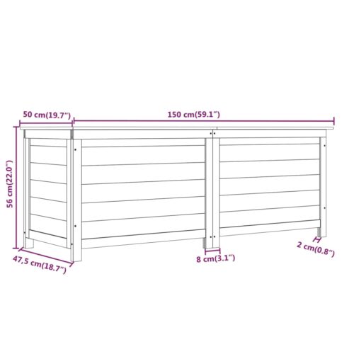 Outdoor Cushion Box 150x50x56cm Solid Wood Fir - Image 7