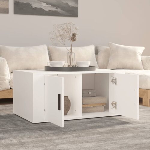 Coffee Table White 80x50x36cm Engineered Wood - Image 3