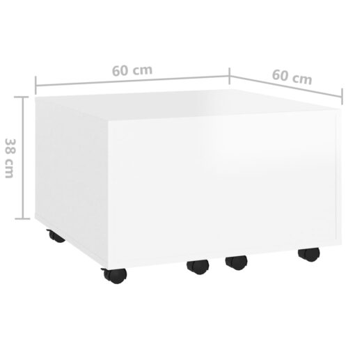 Coffee Table High Gloss White 60x60x38cm Engineered Wood - Image 8