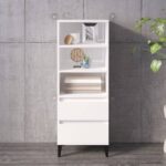 Highboard High Gloss White 40x36x110cm Engineered Wood