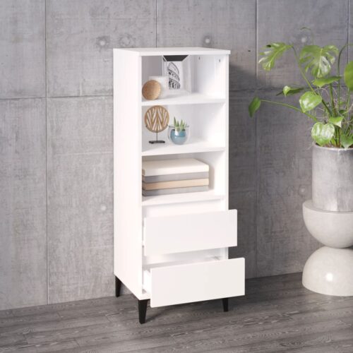 Highboard High Gloss White 40x36x110cm Engineered Wood - Image 6
