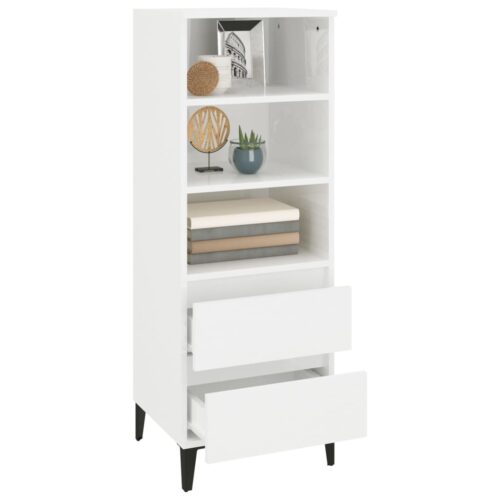 Highboard High Gloss White 40x36x110cm Engineered Wood - Image 7